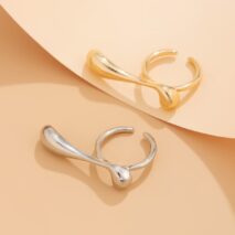 Elegant Geometric Metallic Waterdrop Open Ring - ArtGalleryZen