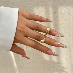 Elegant Geometric Metallic Waterdrop Open Ring - ArtGalleryZen