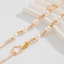 Elegant Gold Plated Hollow Flower Pearl Cable Chain Necklace - ArtGalleryZen