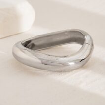 Elegant Gold Silver Tone Curved Bangle Bracelet - ArtGalleryZen