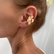 Elegant Gold Silver Tone Flower Ear Cuff Earring - ArtGalleryZen
