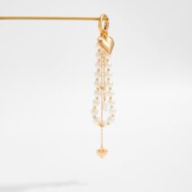 Elegant Gold Tone Heart Pendant Pearl Keychain - ArtGalleryZen