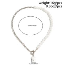 Elegant Heart Ceramics Pendant Pearl Chain Necklace - ArtGalleryZen
