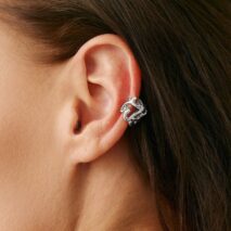 Elegant Heart Cherry Blossom Ear Cuff Earring - ArtGalleryZen