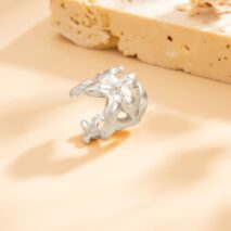 Elegant Heart Cherry Blossom Ear Cuff Earring - ArtGalleryZen