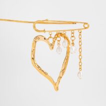 Elegant Hollow Heart Pearl Tassel Pin Brooch - ArtGalleryZen