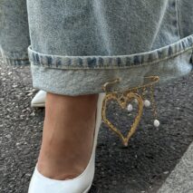 Elegant Hollow Heart Pearl Tassel Pin Brooch - ArtGalleryZen