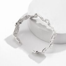 Elegant Irregular Pleated Open Cuff Bracelet - ArtGalleryZen