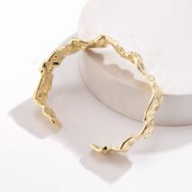 Elegant Irregular Pleated Open Cuff Bracelet - ArtGalleryZen
