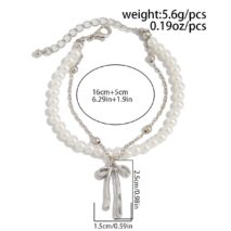 Elegant Layered Bowknot Pendant Pearl Chain Bracelet - ArtGalleryZen