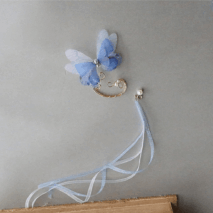 Elegant Layered Butterfly Pearl Long Chain Ribbon Elf Ear Cuff Wrap Earring - ArtGalleryZen