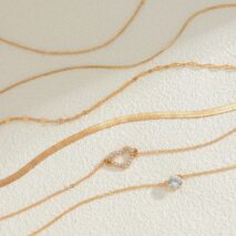 Elegant Layered CZ Inlaid Heart Pendant Snake Chain Necklace Set - ArtGalleryZen