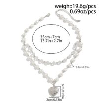 Elegant Layered Floral Heart Pendant Crystal Pearl Chain Necklace - ArtGalleryZen