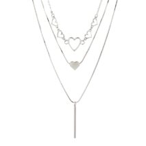 Elegant Layered Heart Bar Pendant Chain Necklace Set - ArtGalleryZen