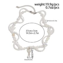 Elegant Layered Heart Crystal Charm Pearl Seed Bead Chain Necklace - ArtGalleryZen