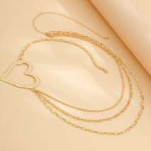 Elegant Layered Hollow Heart Charm Waist Chain - ArtGalleryZen