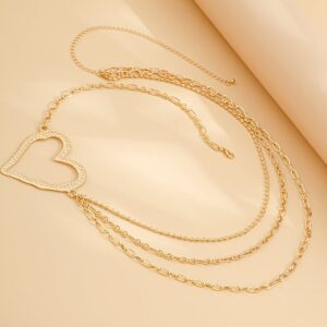 Elegant Layered Hollow Heart Charm Waist Chain - ArtGalleryZen