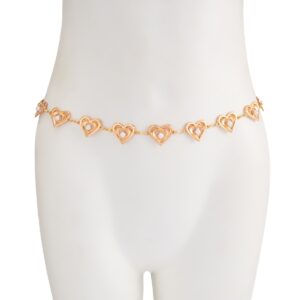 Elegant Layered Hollow Heart Pearl Waist Chain - ArtGalleryZen