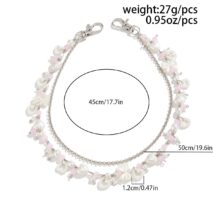 Elegant Layered Pearl Heart Glass Bead Trouser Chain - ArtGalleryZen