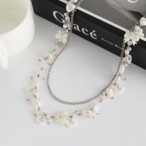 Elegant Layered Pearl Heart Glass Bead Trouser Chain - ArtGalleryZen