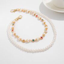 Elegant Layered Rhinestone Flower Pearl Trouser Chain - ArtGalleryZen