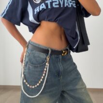 Elegant Layered Rhinestone Flower Pearl Trouser Chain - ArtGalleryZen