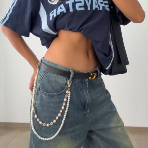 Elegant Layered Rhinestone Flower Pearl Trouser Chain - ArtGalleryZen