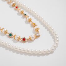 Elegant Layered Rhinestone Flower Pearl Trouser Chain - ArtGalleryZen