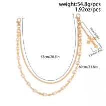 Elegant Layered Silver Tone Cross Pendant Pearl Trouser Chain - ArtGalleryZen