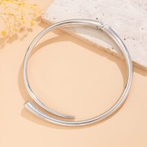Elegant Minimalist Gold Silver Tone Open Collar Necklace - ArtGalleryZen