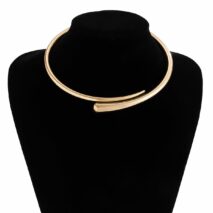 Elegant Minimalist Gold Silver Tone Open Collar Necklace - ArtGalleryZen