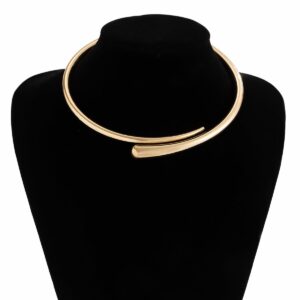 Elegant Minimalist Gold Silver Tone Open Collar Necklace - ArtGalleryZen