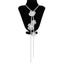 Elegant Pearl Flower Charm Snake Chain Y Necklace - ArtGalleryZen