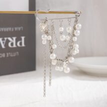 Elegant Pearl Heart Tassel Trouser Pin - ArtGalleryZen