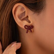 Elegant Red Enamel Bowknot Earrings - ArtGalleryZen