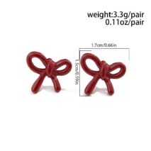 Elegant Red Enamel Bowknot Earrings - ArtGalleryZen