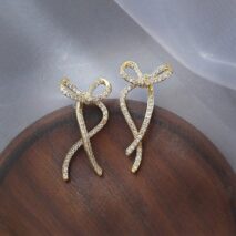 Elegant Rhinestone Inlaid Bowknot Earrings - ArtGalleryZen