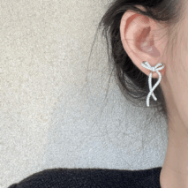 Elegant Rhinestone Inlaid Bowknot Earrings - ArtGalleryZen
