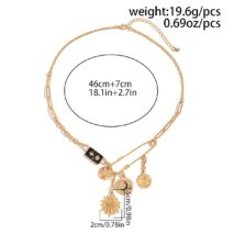 Elegant Rhinestone Inlaid Enamel Round Disk Square Charm Paperclip Necklace - ArtGalleryZen