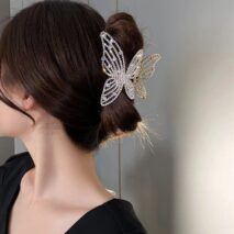 Elegant Rhinestone Pearl Inlaid Butterfly Chignon Claw Clip Hair Clip - ArtGalleryZen