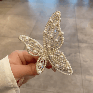 Elegant Rhinestone Pearl Inlaid Butterfly Chignon Claw Clip Hair Clip - ArtGalleryZen