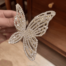 Elegant Rhinestone Pearl Inlaid Butterfly Chignon Claw Clip Hair Clip - ArtGalleryZen