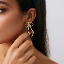 Elegant Ribbon Bowknot Stud Earrings - ArtGalleryZen