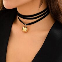 Elegant Velet Orb Pendant Chocker Necklace - ArtGalleryZen