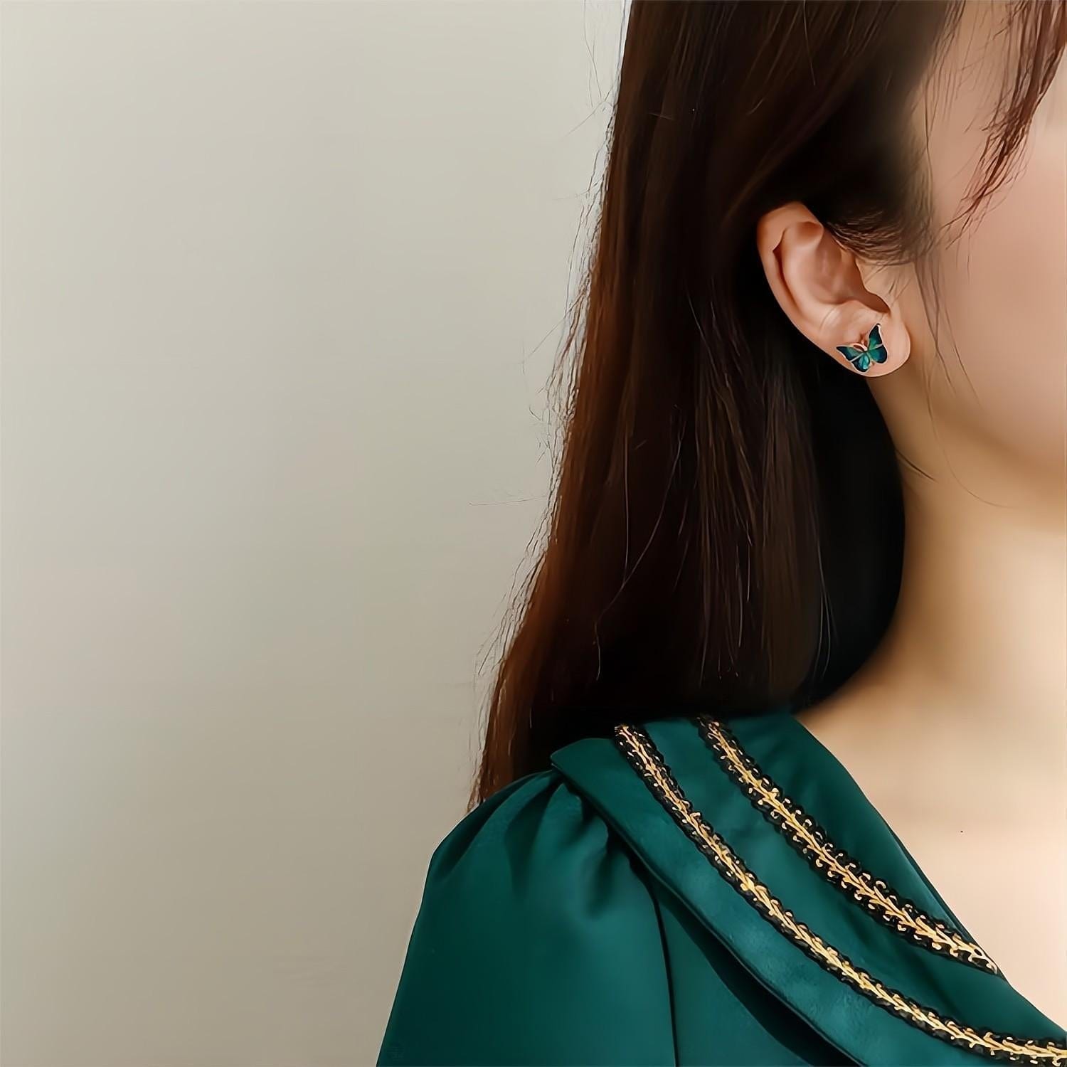 Enamel Butterfly Earrings - ArtGalleryZen