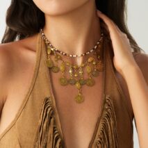 Ethnic Style 2pcs Ancient Coin Pendant Seed Beaded Necklace Set - ArtGalleryZen