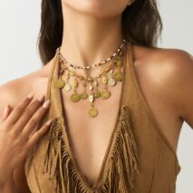 Ethnic Style 2pcs Ancient Coin Pendant Seed Beaded Necklace Set - ArtGalleryZen