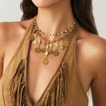 Ethnic Style 2pcs Ancient Coin Pendant Seed Beaded Necklace Set - ArtGalleryZen