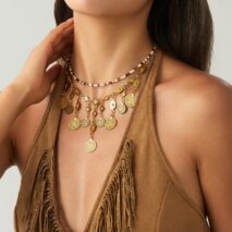 Ethnic Style 2pcs Ancient Coin Pendant Seed Beaded Necklace Set - ArtGalleryZen