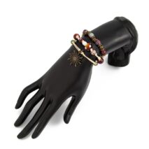 Ethnic Style 3pcs Sun Mushroom Charm Ceramic Beaded Bracelet Set - ArtGalleryZen